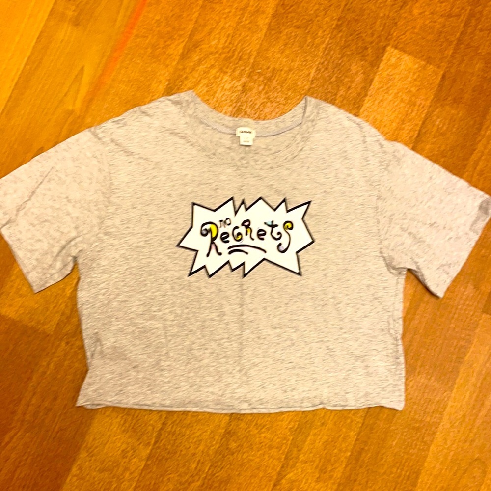 Garage gray crop top ‘NO REGRETS’ size S